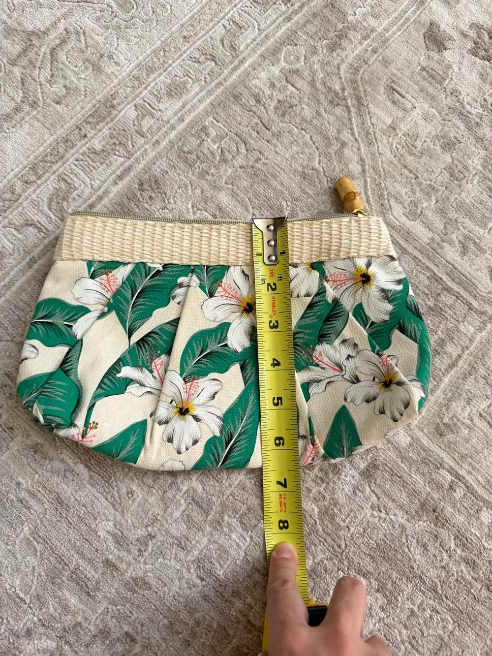 NEW Estée Lauder Tropical Floral Cosmetic Bag Bamboo Zipper Makeup Pouch